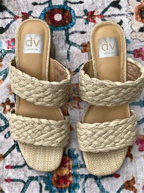 Dolce Vita Braided Cream Double-Strap Slide Mules